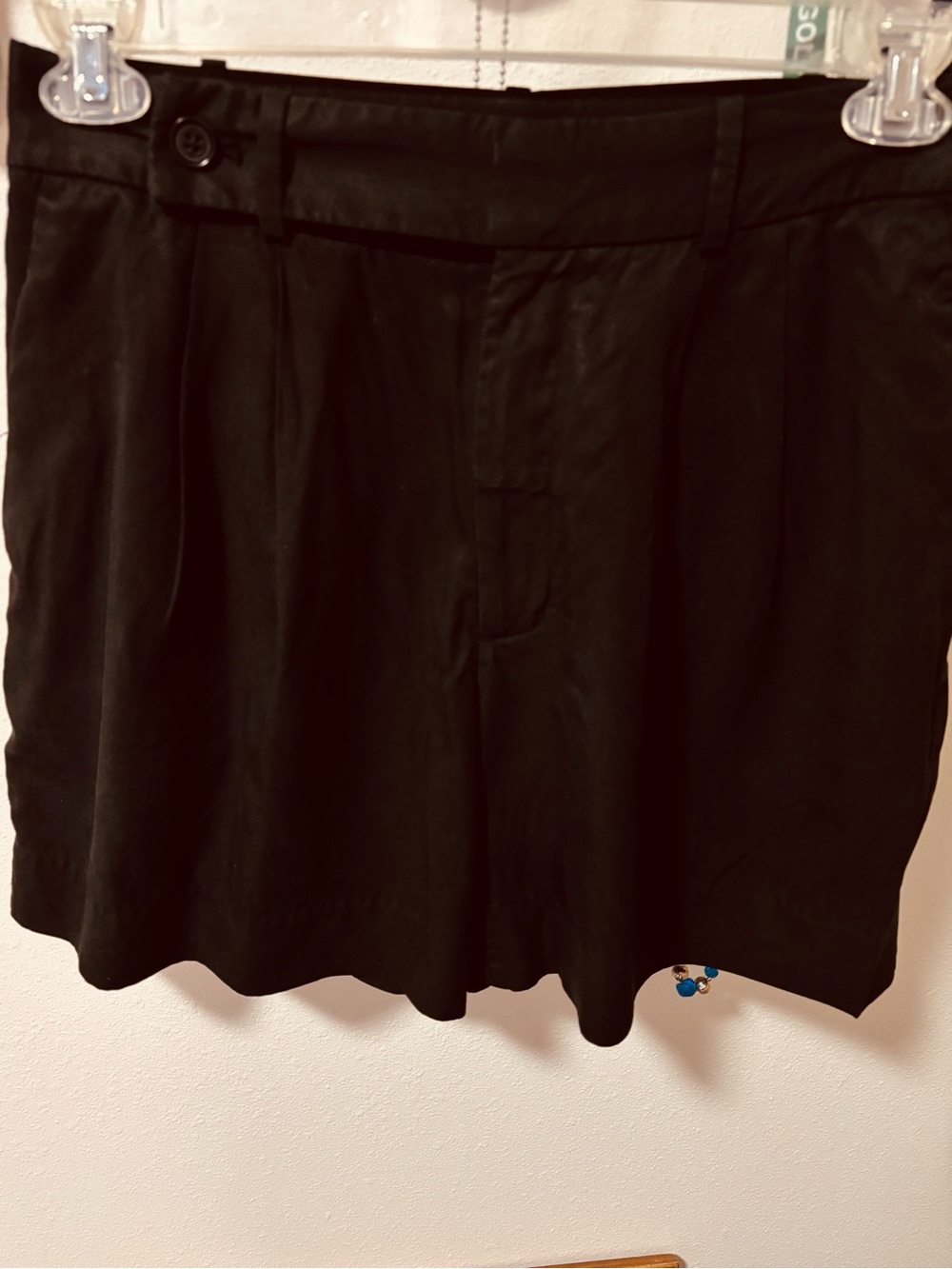 Black Pleated High-Waist Shorts
